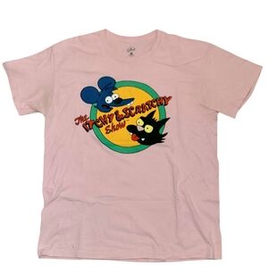Thw Simpsons The Itchy And Scratchy Show Mens Size Large T Shirt Pink Big Logo